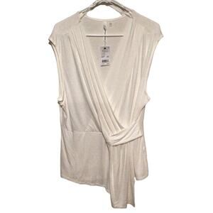 NY Collection Women's White Sleeveless Knit Blouse Size XL NWT Work Office Top